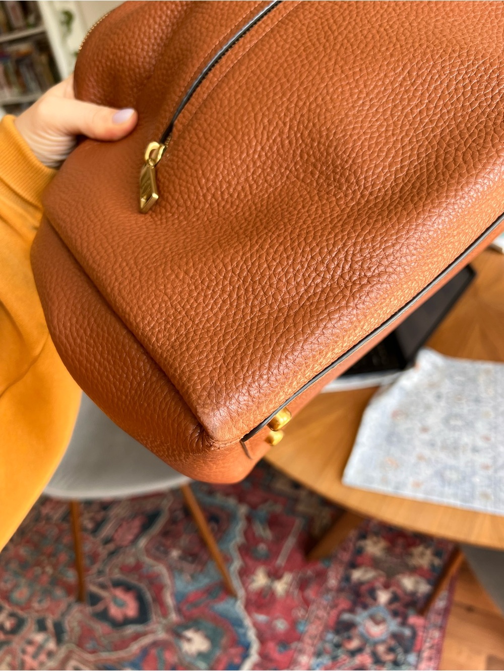 Coach Brown Pebbled Leather Shoulder Bag - Picture 4 of 9